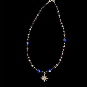 Beaded Celestial Evil Eye Star Necklace